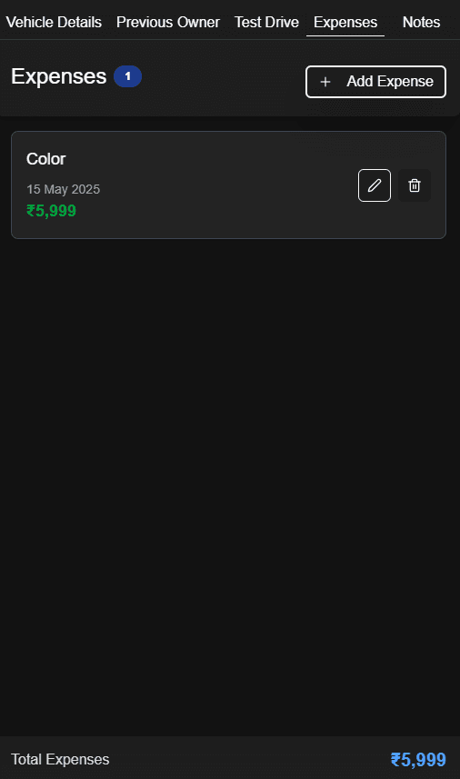 Vehicle Expense Tracking