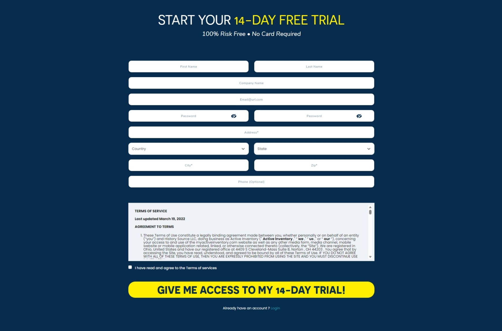 Registration Page