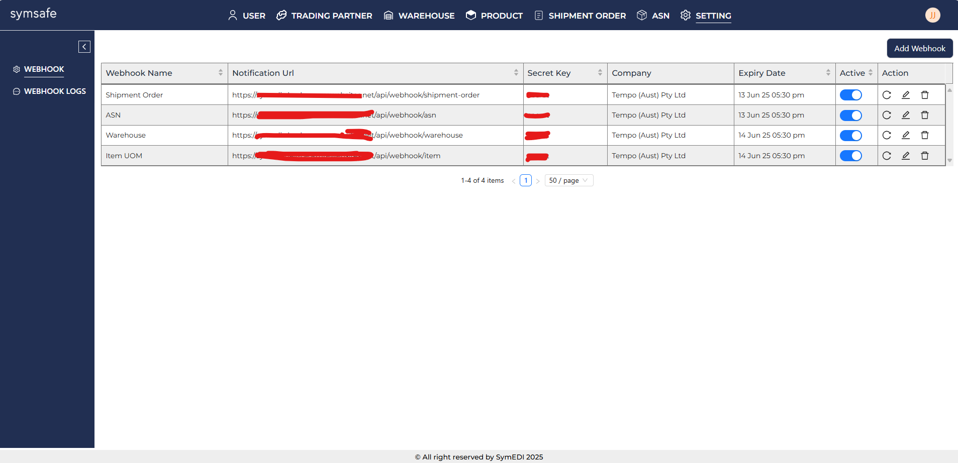 Microsoft Business Central Webhook Configuration